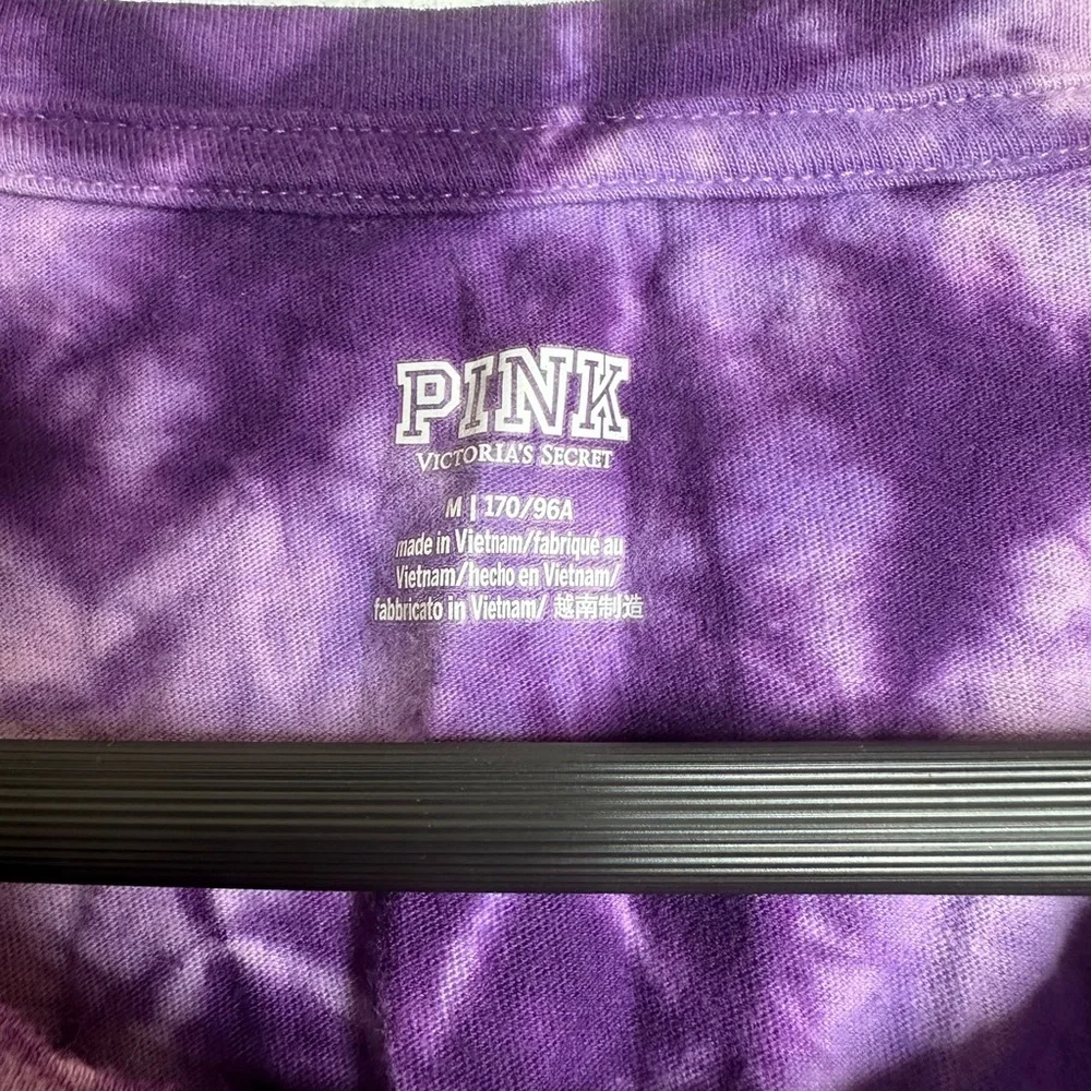 Victoria Secret Oversized Purple Tie-Dye 3/4 Sleeve Retro Tee  Y2K Relaxed Fit - Picture 4 of 9